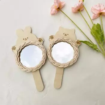 Ручной работы плетеное детское ротанговое зеркало забавное мультяшное ручное зеркало с изображением животных деревянное ротанговое домашнее зеркало для спальни