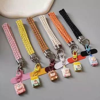 Ручной работы ремешок для мобильного телефона с картой на запястье цепочка с изображением хвоста мультяшный кулон чехол для мобильного телефона ремешок брелок жёлтый