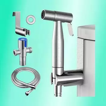 Ручной распылитель для биде для унитаза, регулируемый распылитель струи воды под давлением, подходит для женщин для чистки аксессуаров для биде A-G1/2 серебряный