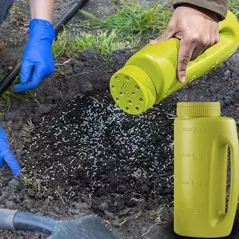 Ручной разбрасыватель соли 2 л Разбрасыватель удобрений с регулируемыми режимами открытия Ручной разбрасыватель с красный