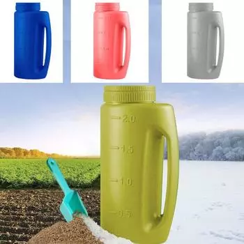 Ручной разбрасыватель соли Yousheng 2 л Разбрасыватель удобрений с регулируемыми режимами открытия Ручной разбрасыватель с совком для семян Размораживатель льда Sets красный