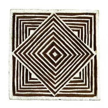 Ручной резной печатный блок Коричневый деревянный текстильный блок штампа 2 x 2 Inches коричневый