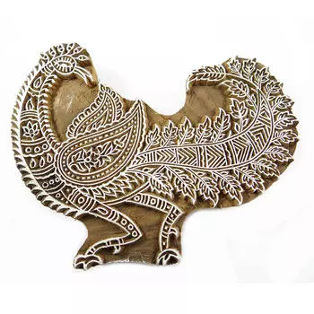 Ручной резной печатный блок шаблон павлина деревянная текстильная печать как домашний декор 7 x 5.3 Inches