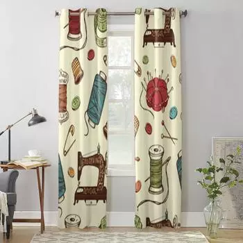 Ручной рисунок из швейных инструментов, оконные шторы для гостиной, роскошный декор для спальни, занавески для кухни, занавески для окон 135W x 60H(cm) x1