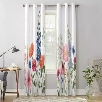 Ручной рисунок поле полевые цветы оконные занавески для детской комнаты домашние жалюзи шторы для гостиной спальни оконные шторы 135W x 60H(cm) x1