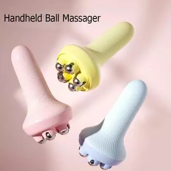 Ручной роликовый массажер, 1 шт., многофункциональный массажер для лица, быстрый массажер для удаления жира, лифтинг для лица, инструмент для уменьшения жира LXY розовый