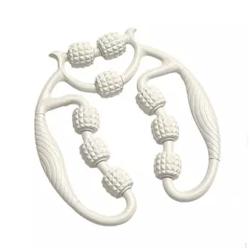 Ручной роликовый массажер для ног с 9 колесами для расслабления мышц белый