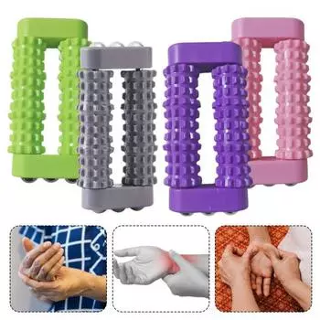 Ручной роликовый массажер для путешествий, снятие мышечной усталости, облегчение боли, акупунктурная терапия для ладоней, глубокая релаксация тканей, физиотерапия, шипастая массажная палочка серый