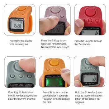 Ручной счетчик 6-значный счетчик пальцев Кликеры Перезаряжаемый счетчик кругов Ручной счетчик кликов чёрный