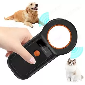 Ручной считыватель RFID-меток для животных, кошек, собак, сканер микрочипов FDX-B, стеклянный чип, зарядка через USB, считыватель меток с метками чёрный