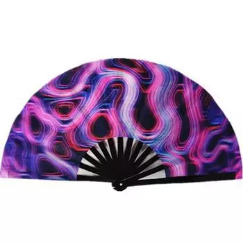 Ручной складной веер для рейва, танцевальный музыкальный веер, фестивальный веер, градиентный светоотражающий флуоресцентный веер, светящийся в темноте веер