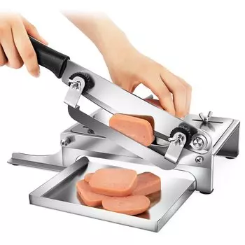 Ручной слайсер Hanchen Mochi Slicer Диапазон регулировки Нержавеющая сталь Для домашнего использования Коммерческое использование 0-15 мм Овощи/Моти/Какимоти/Сладости/Бекон/Ветчина серебряный