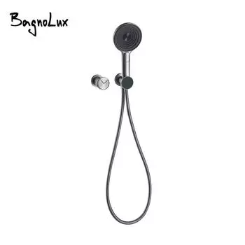 Ручной смеситель для душа с насечкой из бронзы, встроенный, круглый, с одной ручкой, настенный, для ванной комнаты