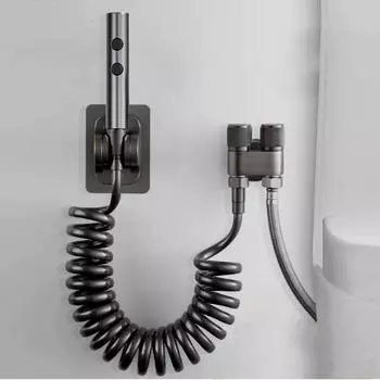 Ручной смеситель для унитаза и биде из нержавеющей стали с двойной кнопкой, набор распылителей дождя, ручной распылитель для душа, самоочистка 4-in-1 серебряный