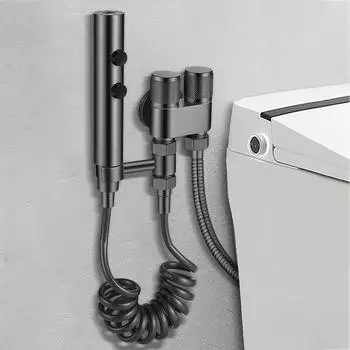 Ручной смеситель для унитаза и биде, распылитель из нержавеющей стали, двойная кнопка для биде, два режима, набор распылителей для душа, самоочищающаяся ванная комната серый