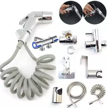 Ручной смеситель для унитаза и биде, распылитель, мусульманская насадка для душа из АБС-пластика, спрей для очистки задницы, набор держателей водяного шланга для туалета, аксессуары для ванной комнаты package 2