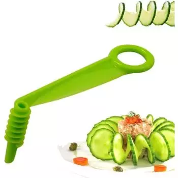 Ручной спиральный слайсер для овощей - кухонный инструмент для огурцов, моркови, картофеля - включает спиральное лезвие зелёный