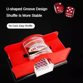 Ручной тасовочный аппарат для покера, тасовочный аппарат для карт с 2 колодами, простая ручная система тасовки карт для казино, для семейного праздника, рождественской вечеринки красный