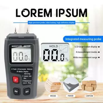 Ручной тестер влажности древесины, легкий портативный измеритель содержания воды для проверки влажности древесины, измеритель влажности чёрный
