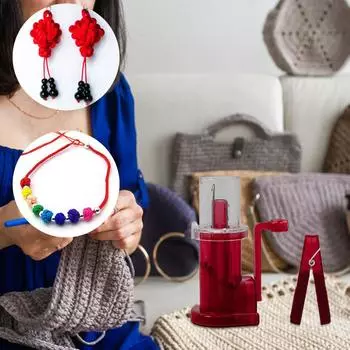 Ручной ткацкий станок для вязания крючком Инструменты для вязания крючком Простой инструмент для ткачества Вязальная машина Машина для украшения браслета своими руками для вязания на катушке красный