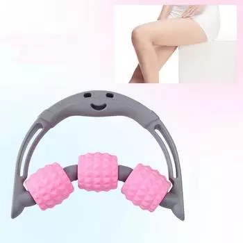 Ручной трехколесный массажный ролик, скручивание икроножных мышц, устройство для разблокировки меридианов ног, похудение шеи и ног розовый