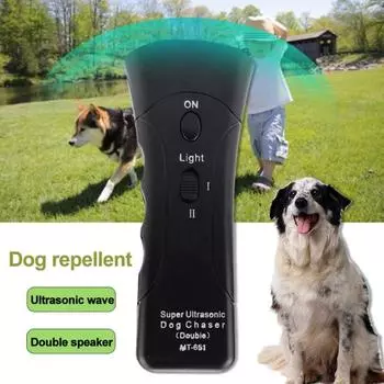 Ручной ультразвуковой инфракрасный отпугиватель собак, антилай, дрессировщик агрессивных животных чёрный