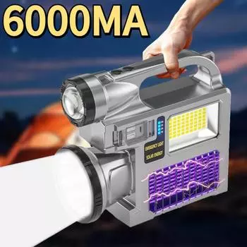 Ручной уличный фонарь на солнечной батарее, портативный светодиодный фонарик, перезаряжаемый ручной фонарь, светодиодный фонарик для наружного кемпинга, пешего туризма Solar power supply