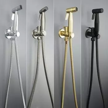 Ручной унитаз из нержавеющей стали, биде, аксессуары, черный смеситель для биде, душевая лейка с функцией самоочистки, золото