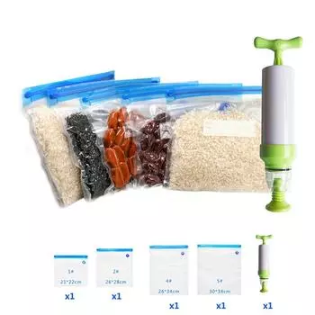 Ручной вакуумный упаковщик 5 шт./комплект вакуумный пакет ручной насос ручной вакуумный упаковщик для пищевых продуктов Sous Vide с 5 размерами вакуумных пакетов Ziplock