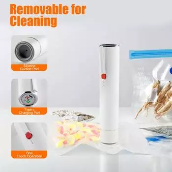 Ручной вакуумный упаковщик с пакетами, сравнительная конструкция, перезаряжаемый, беспроводной, автоматический вакуумный упаковщик чёрный