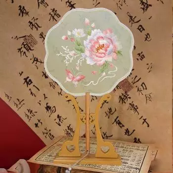 Ручной веер для вышивания с подвеской Шелковый веер в древнем китайском стиле Вентилятор для домашнего декора Style 1