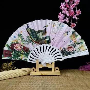 Ручной веер в китайском стиле «Павлин», китайский веер для танцев, креативный старинный складной веер для танцев style 6