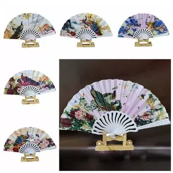 Ручной веер в виде павлина, китайский веер для танцев, старинный складной веер, подарки style 6