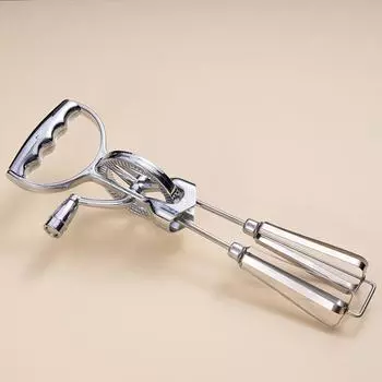 Ручной венчик для взбивания яиц с гальваническим покрытием, кухонный миксер с колесами из нержавеющей стали, инструмент для выпечки тортов One Size белый