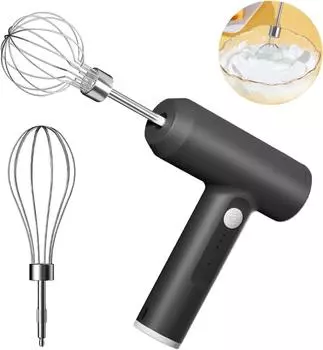 Ручной венчик для взбивания яиц с зарядкой через USB, съемные портативные венчики из нержавеющей стали, миксер для выпечки теста, крема для торта, беспроводной электрический венчик чёрный