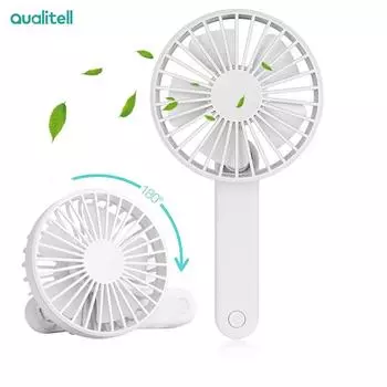 Ручной вентилятор Qualitell, три скорости ветра, портативный складной настольный вентилятор, перезаряжаемый от USB, вертикальный мини-складной вентилятор двойного назначения