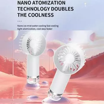 Ручной вентилятор с распылением воды, 3 скорости ветра, малошумный, работающий от аккумулятора, компактный портативный персональный охлаждающий вентилятор, компактный размер белый