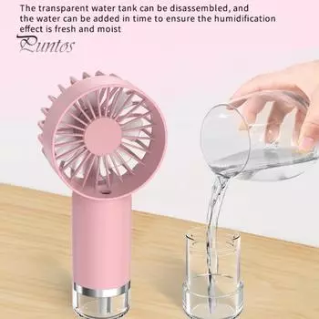 Ручной вентилятор с распылением воды, 3 скорости ветра, малошумный, работающий от аккумулятора, компактный портативный персональный охлаждающий вентилятор, компактный размер белый