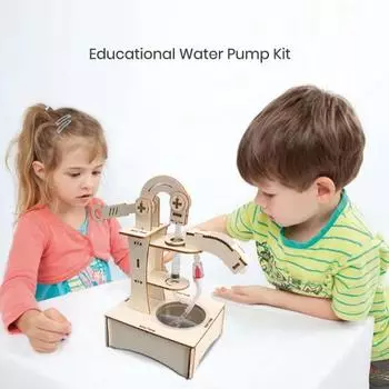 Ручной водяной насос STEM Science Kit Kids Деревянный 3D-пазл Набор DIY Образовательные научные эксперименты Проекты Поделки Строительная игрушка для малышей Мальчики Девочки Подарок A