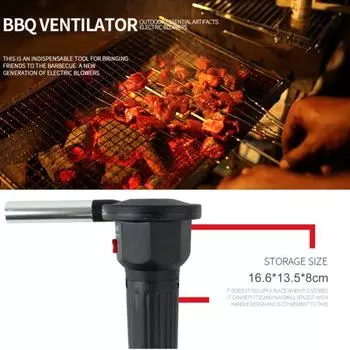 Ручной воздуходувка, энергосберегающий, малошумный, пластиковый, с зажиганием, для кемпинга, кемпинга, электрический воздуходувка, для пикника чёрный