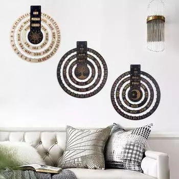 Ручной вращающийся вечный настенный календарь с отображением даты, недели, месяцев, деревянный календарь для домашнего офиса, настенный календарь для спальни, украшение Moon