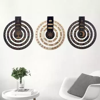 Ручной вращающийся вечный настенный календарь с отображением даты, недели, месяцев, деревянный календарь для домашнего офиса, настенный календарь для спальни, украшение Moon