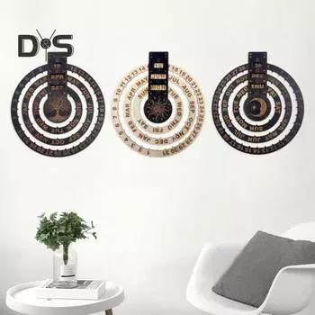 Ручной вращающийся вечный настенный календарь с отображением даты, недели, месяцев, деревянный календарь для домашнего офиса, настенный календарь для спальни, украшение Moon