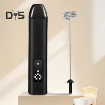 Ручной вспениватель молока, электрический венчик для яиц, тройная регулировка скорости, перезаряжаемый миксер для напитков, для домашней выпечки, взбивания сливок чёрный