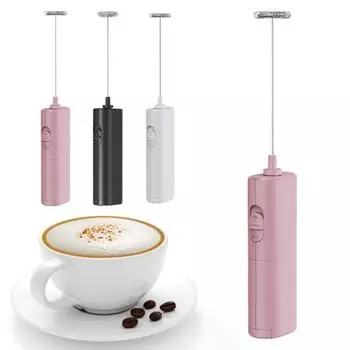 Ручной вспениватель молока для кофе, легкое управление одной рукой, пенообразователь для латте, электрический венчик для приготовления напитков, миксер для капучино, фраппе, матча, горячего шоколада, мини чёрный