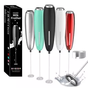 Ручной вспениватель молока, работающий на батарейках, электрический пенообразователь, миксер для напитков, кофе, взбивалка для яиц, кухонный инструмент белый