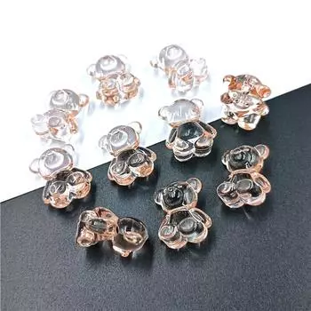 Ручные аксессуары для изготовления ювелирных изделий, оптовая продажа, кулон, фурнитура «сделай сам», 10 шт., прозрачные акриловые бусины, ожерелье, браслет, кролик, медведь Rabbit зелёный