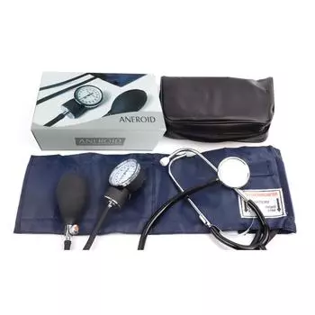Ручные часы артериального давления со стетоскопом, измерителем артериального давления, сфигмоманометром чёрный