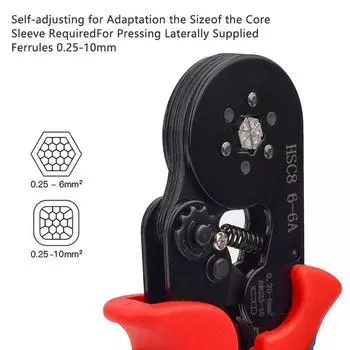 Ручные клещи для обжима HSC8 6-4A/HSC8 6-6A Инструмент для обжима трубчатых клемм с набором наконечников для ремонта дома и электрики