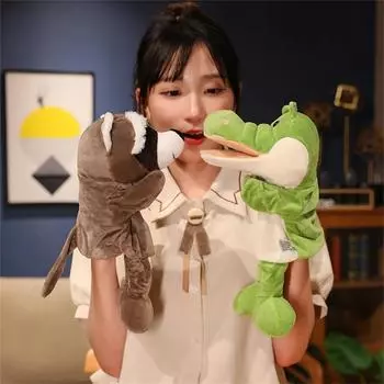 Ручные куклы-пальцы Мультяшные плюшевые игрушки Мягкие чучела животных Слон Свинья Плюшевые товары для вечеринок Семейный сбор Любимая игрушка 33cm